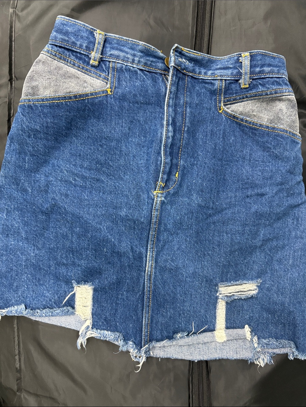 Distressed Blue Denim Mini Skirt